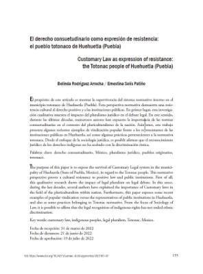 Portada de El derecho consuetudinario como expresión de resistencia: El pueblo totonaco de Huehuetla (Puebla)