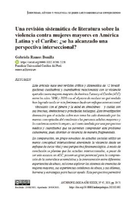 Portada de Una revisión sistemática de literatura sobre la violencia contra mujeres mayores en América Latina y el Caribe: ¿Se ha alcanzado una perspectiva interseccional?