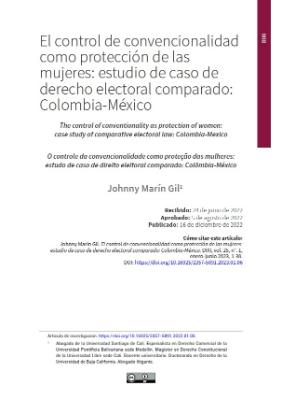 Portada de El control de convencionalidad como protección de las mujeres: Estudio de caso de derecho electoral comparado: Colombia-México