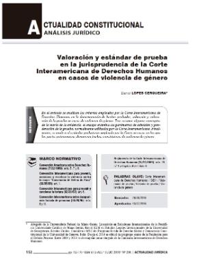 Portada de Valoración y estándar de prueba en la jurisprudencia de la Corte Interamericana de Derechos Humanos en casos de violencia de género