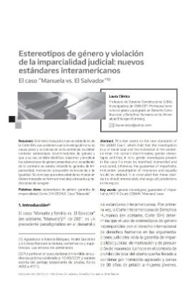 Portada de Estereotipos de género y la violación de la imparcialidad judicial: Nuevos estándares interamericanos. El Caso 