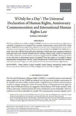 Portada de ‘If Only for a Day’: The Universal Declaration of Human Rights, Anniversary Commemoration and International Human Rights Law