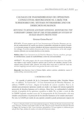 Portada de Causales de inadmisibilidad de opiniones consultivas: Reforzando el carácter subsidiario del Sistema Interamericano de Derechos Humanos