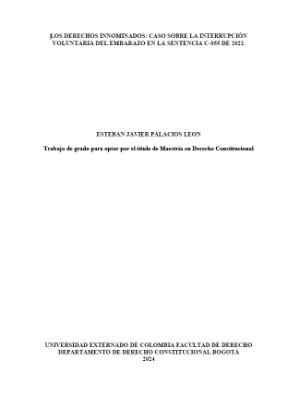 Portada de Los derechos innominados: Caso sobre la interrupción voluntaria del embarazo en las sentencia C-055 de 2022