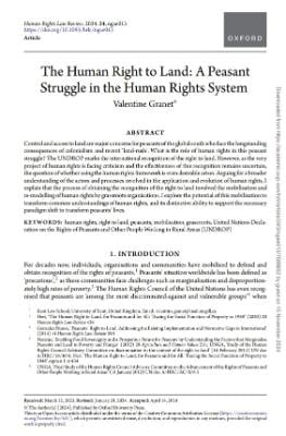 Portada de The human right to land: A peasant struggle in the human rights system 