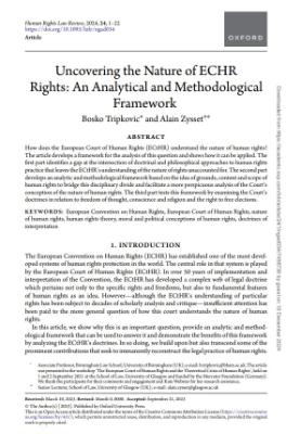 Portada de Uncovering the nature of ECHR rights: An analytical and methodological framework