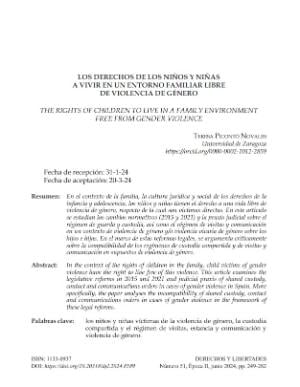 Portada de Los derechos de los niños y niñas a vivir en un entorno familiar libre de violencia de género