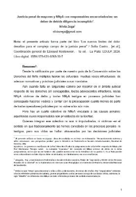 Portada de Justicia penal de mayores y NNyA con responsables encarcelados/as: Un deber de debida diligencia incumplido