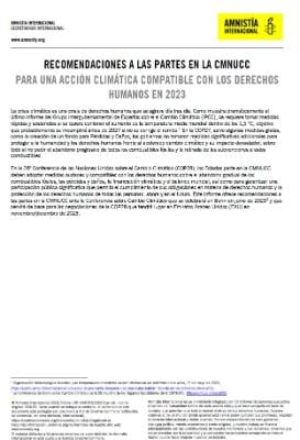 Portada de Recomendaciones a las partes en la CMNUCC para una acción climática compatible con los derechos humanos en 2023
