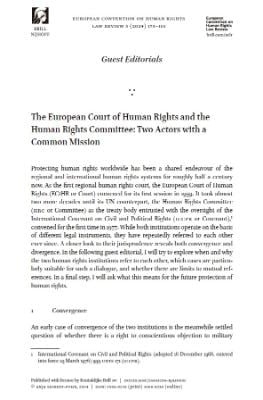 Portada de The European Court of Human Rights and the Human Rights Committee: Two actors with a common mission