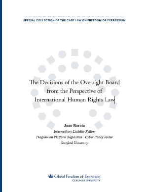 Portada de The decisions of the oversight board from the perspective of international human rights Law