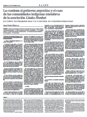 Portada de La condena al gobierno argentino y el caso de las comunidades indígenas miembros de la asociación Lhaka Honhat: La Corte Interamericana y el control de convencionalidad