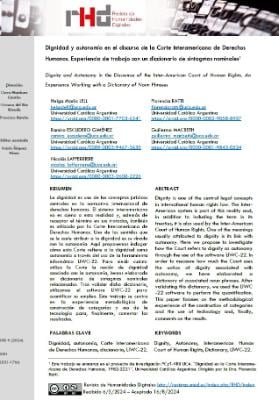 Portada de Dignidad y autonomía en el discurso de la Corte Interamericana de Derechos Humanos: Experiencia de trabajo con un diccionario de sintagmas nominales
