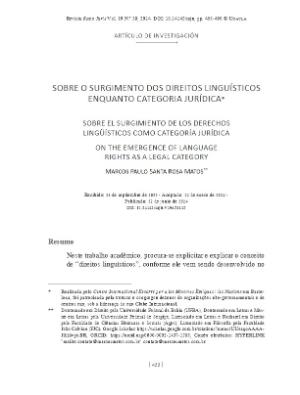 Portada de Sobre o surgimento dos direitos linguísticos enquanto categoria jurídica

