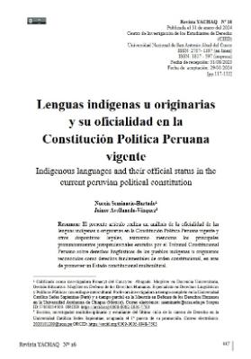 Portada de Lenguas indígenas u originarias y su oficialidad en la Constitución Política Peruana vigente