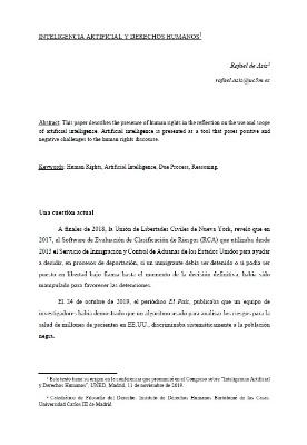 Portada de Inteligencia artificial y derechos humanos