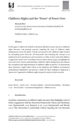 Portada de Children’s Rights and the “Power” of Power Over