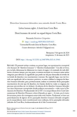 Portada de Derechos humanos laborales: Una mirada desde Costa Rica