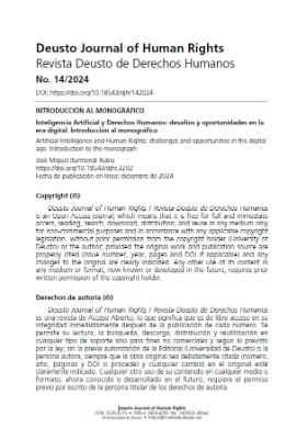 Portada de Inteligencia Artificial y Derechos Humanos: desafíos y oportunidades en la era digital. Introducción al monográfico