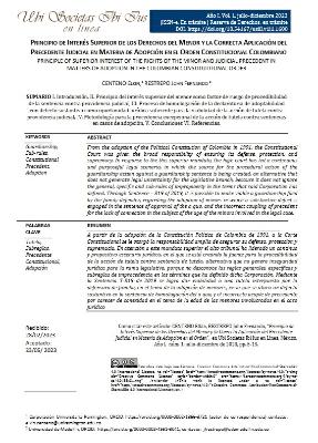 Portada de Principio de interés superior de los derechos del menor y la correcta aplicación del precedente judicial en materia de adopción en el orden constitucional