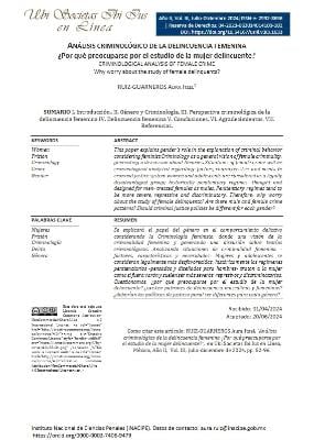 Portada de Análisis criminológico de la delincuencia femenina: ¿Por qué preocuparse por el estudio de la mujer delincuente?