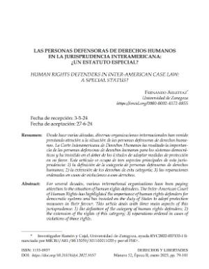 Portada de Las personas defensoras de derechos humanos en la jurisprudencia interamericana